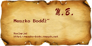 Meszko Bodó névjegykártya
